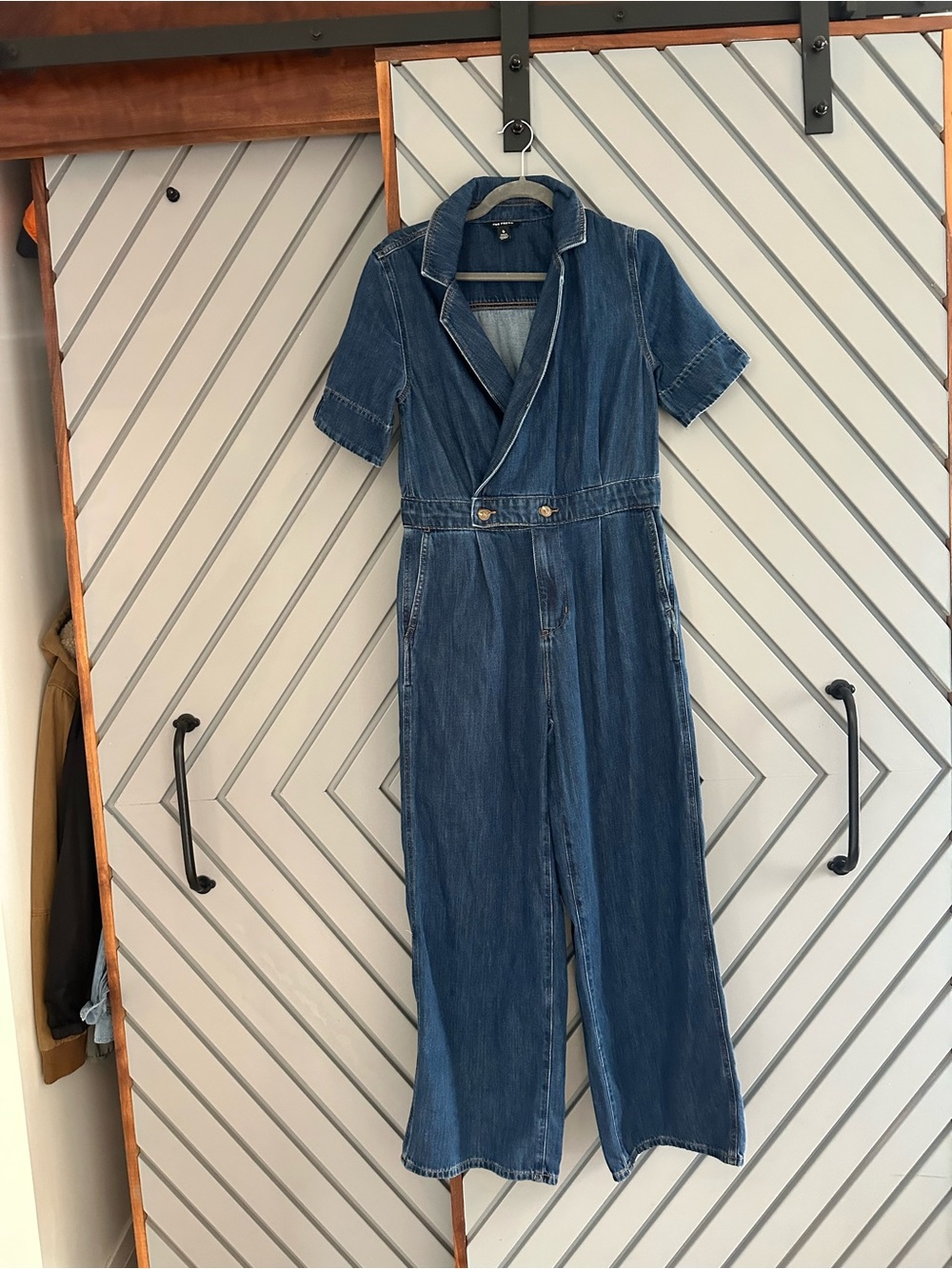 Joe Fresh Blue Denim Long Sleeve Wrap Jumpsuit